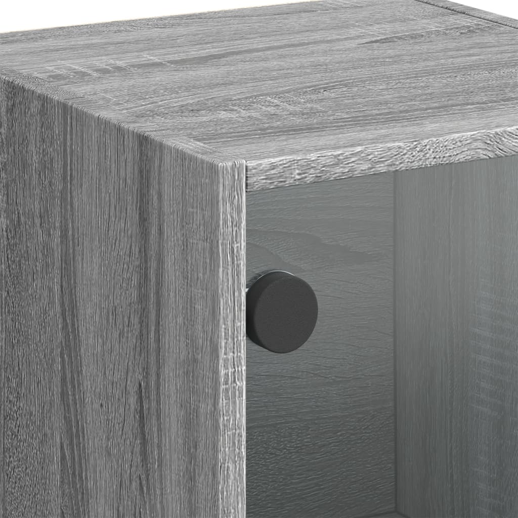 vidaXL Ντουλάπι Γκρι Sonoma 35 x 37 x 109 εκ. με Γυάλινες Πόρτες