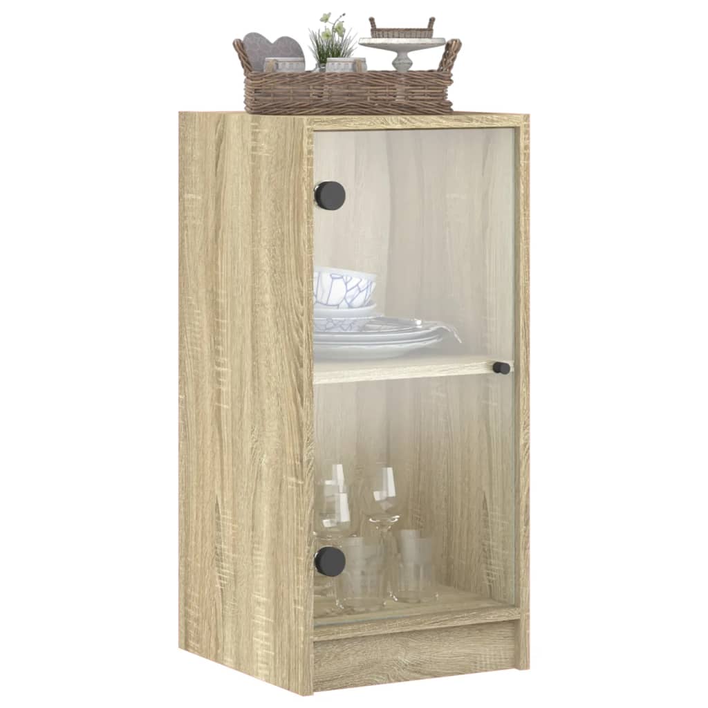 vidaXL Βοηθητικό Ντουλάπι Sonoma Δρυς 35x37x75,5εκ. με Γυάλινες Πόρτες