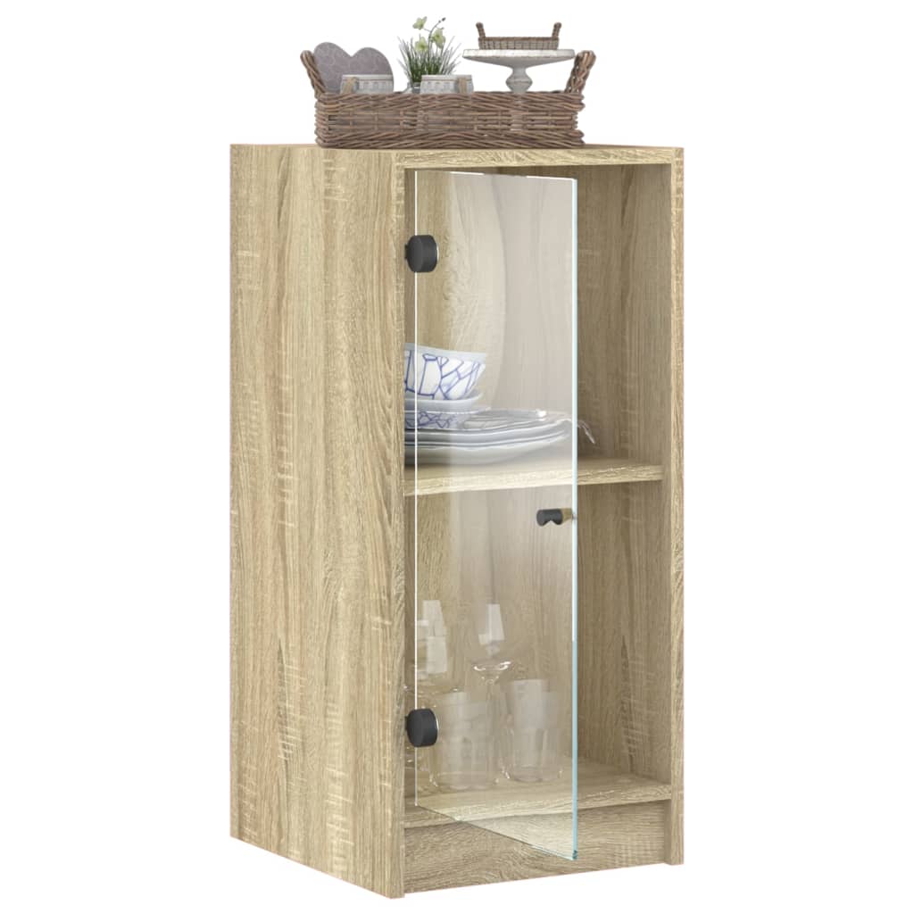 vidaXL Βοηθητικό Ντουλάπι Sonoma Δρυς 35x37x75,5εκ. με Γυάλινες Πόρτες