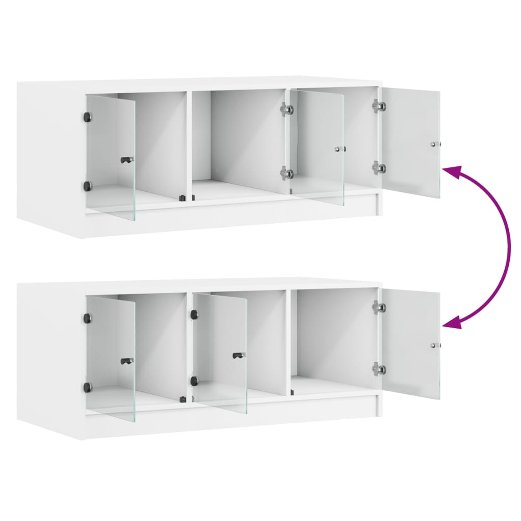 vidaXL Τραπεζάκι Σαλονιού Λευκό 102x50x42 εκ. με Γυάλινες Πόρτες