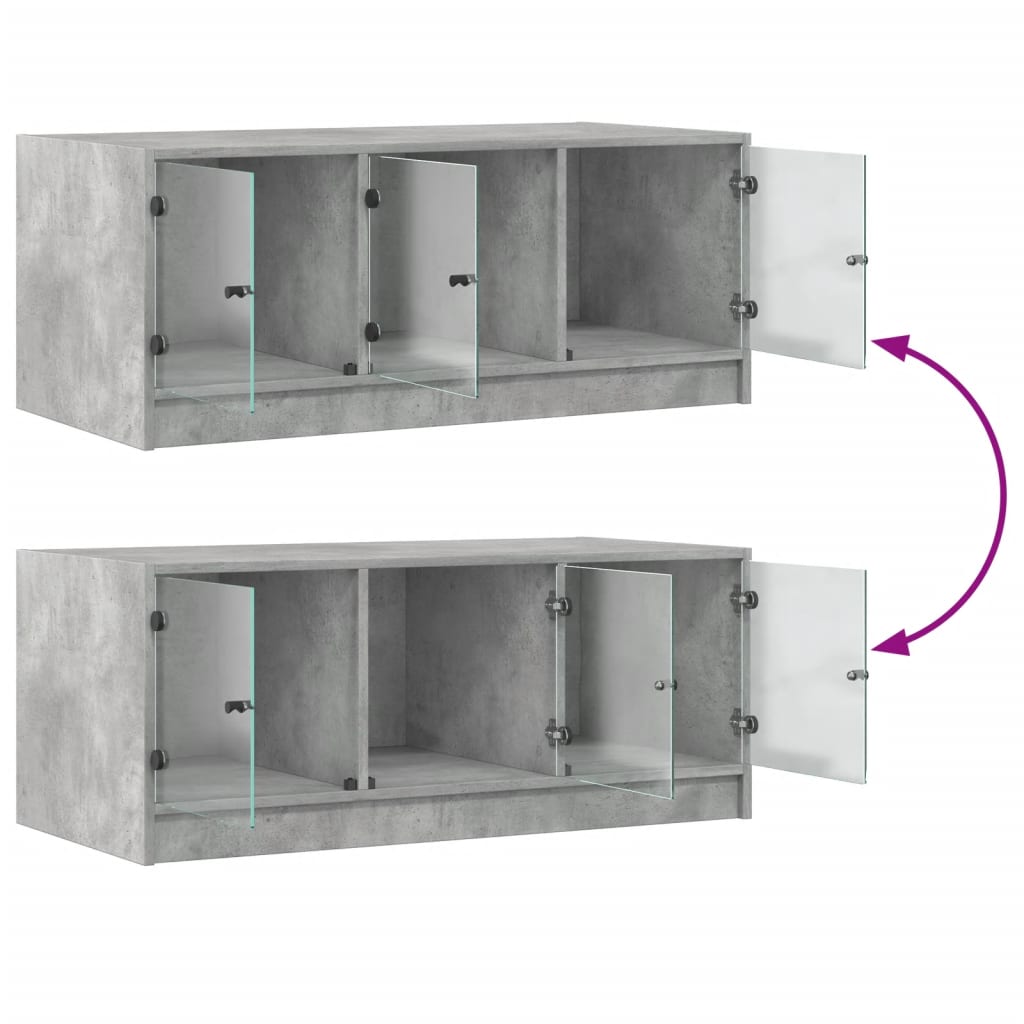 vidaXL Τραπεζάκι Σαλονιού Γκρι Σκυροδ. 102x50x42 εκ Γυάλινες Πόρτες