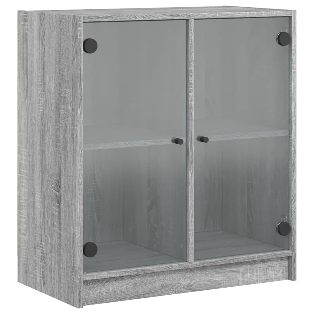 vidaXL Βοηθητικό Ντουλάπι Sonoma Γκρι 68x37x75,5εκ. με Γυάλινες Πόρτες