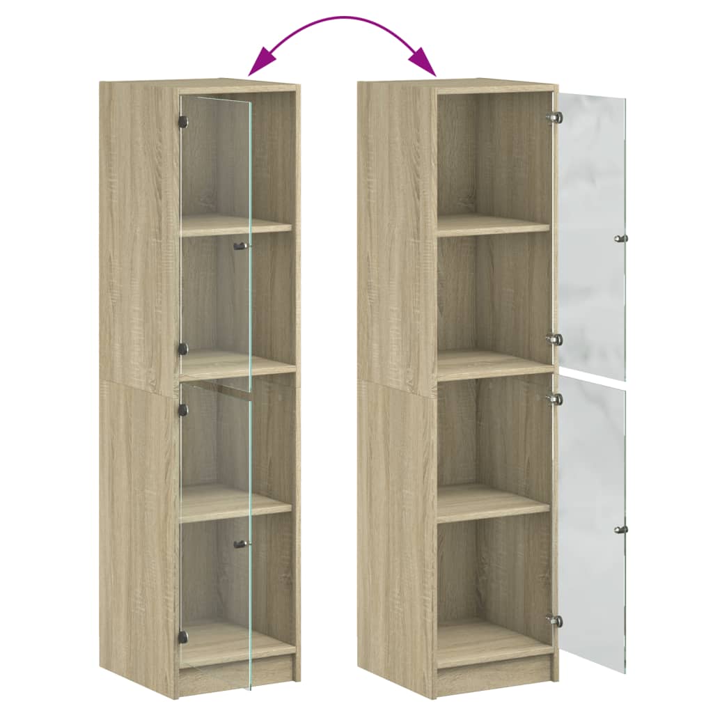 vidaXL Ντουλάπι Sonoma Δρυς 35 x 37 x 142 εκ. με Γυάλινες Πόρτες
