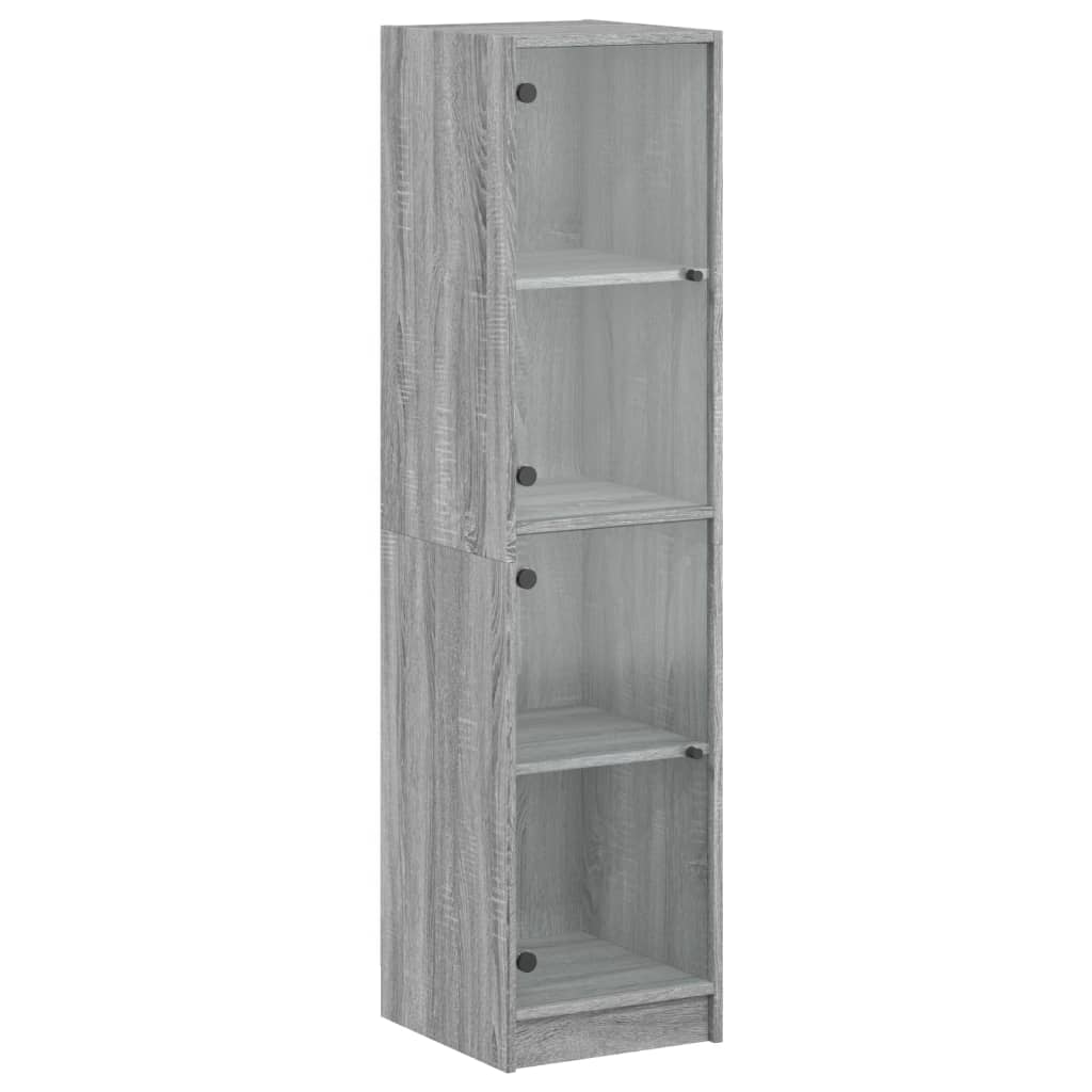 vidaXL Ντουλάπι Γκρι Sonoma 35x37x142 εκ. με Γυάλινες Πόρτες