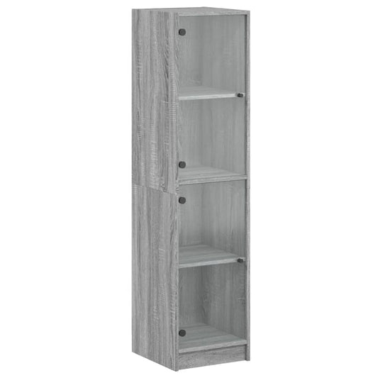 vidaXL Ντουλάπι Γκρι Sonoma 35x37x142 εκ. με Γυάλινες Πόρτες