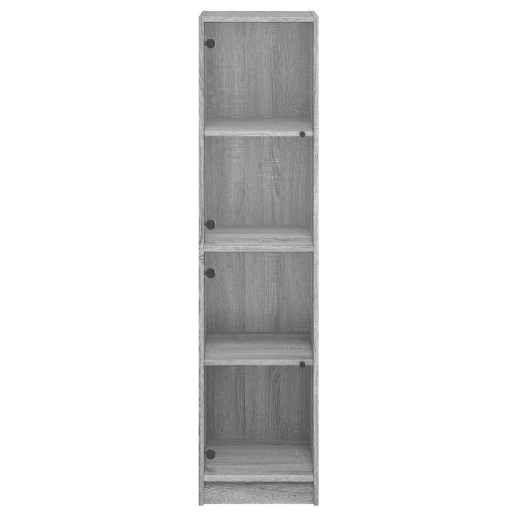 vidaXL Ντουλάπι Γκρι Sonoma 35x37x142 εκ. με Γυάλινες Πόρτες