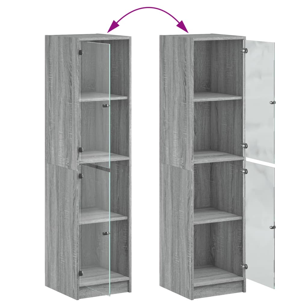 vidaXL Ντουλάπι Γκρι Sonoma 35x37x142 εκ. με Γυάλινες Πόρτες
