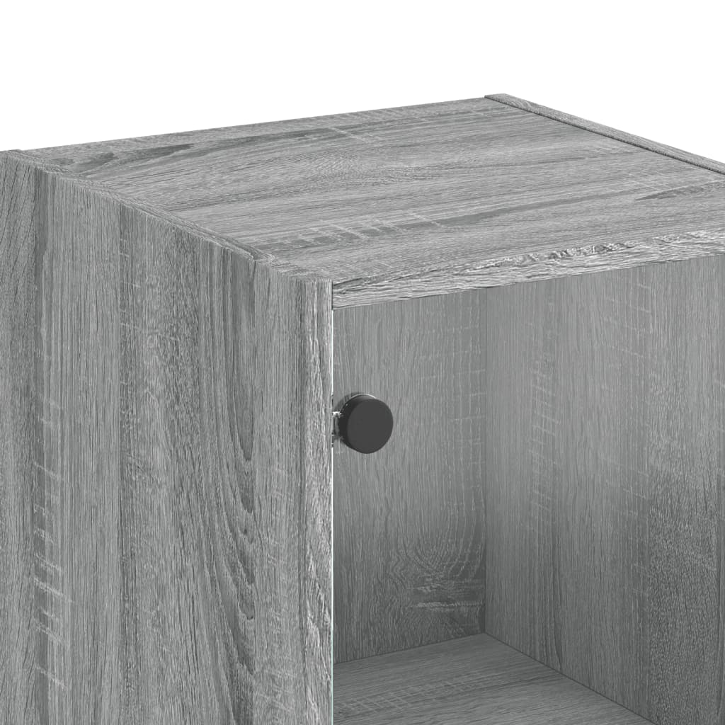 vidaXL Ντουλάπι Γκρι Sonoma 35x37x142 εκ. με Γυάλινες Πόρτες