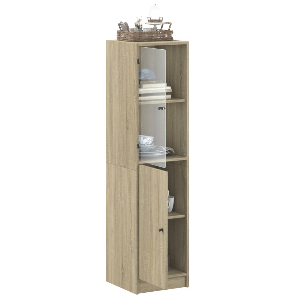 vidaXL Ντουλάπι Sonoma Δρυς 35 x 37 x 142 εκ. με Γυάλινη Πόρτα
