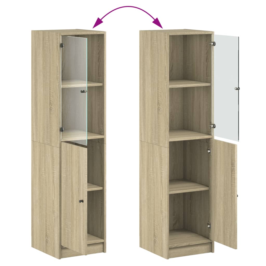 vidaXL Ντουλάπι Sonoma Δρυς 35 x 37 x 142 εκ. με Γυάλινη Πόρτα