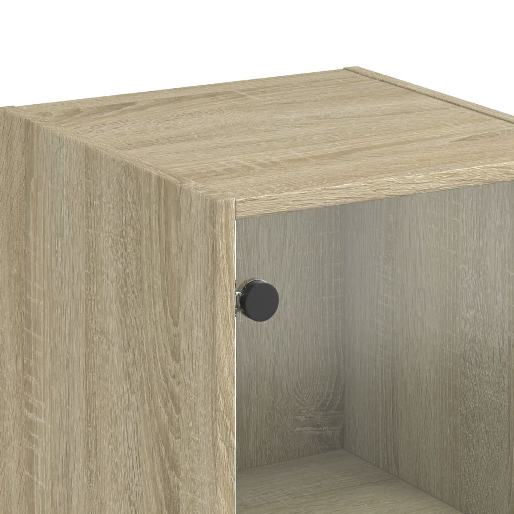 vidaXL Ντουλάπι Sonoma Δρυς 35 x 37 x 142 εκ. με Γυάλινη Πόρτα