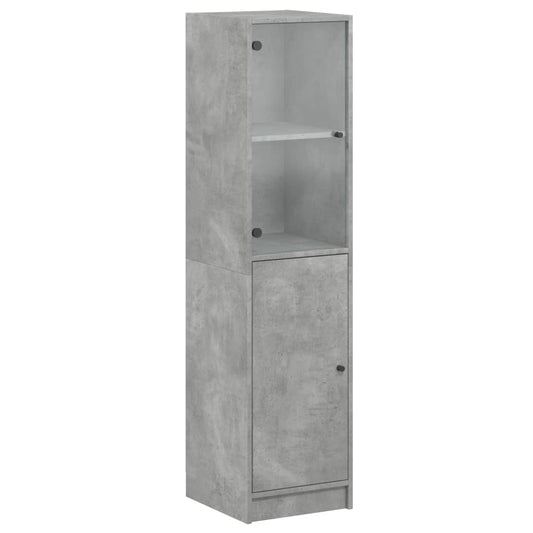 vidaXL Ντουλάπι Γκρι Σκυροδέματος 35x37x142 εκ. με Γυάλινη Πόρτα