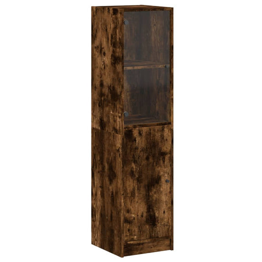 vidaXL Ντουλάπι Καπνιστή Δρυς 35x37x142 εκ. με Γυάλινη Πόρτα