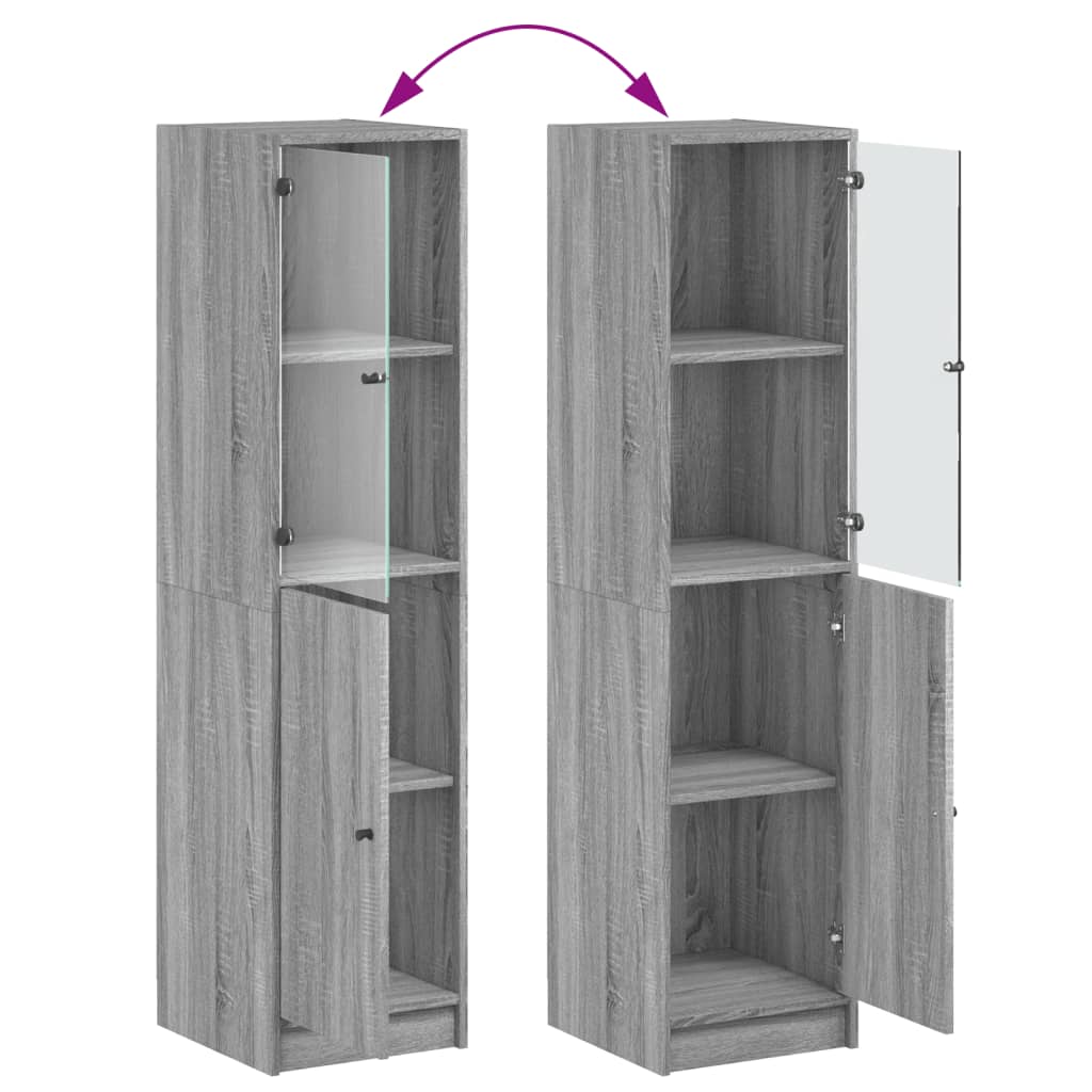 vidaXL Ντουλάπι Γκρι Sonoma 35x37x142 εκ. με Γυάλινη Πόρτα