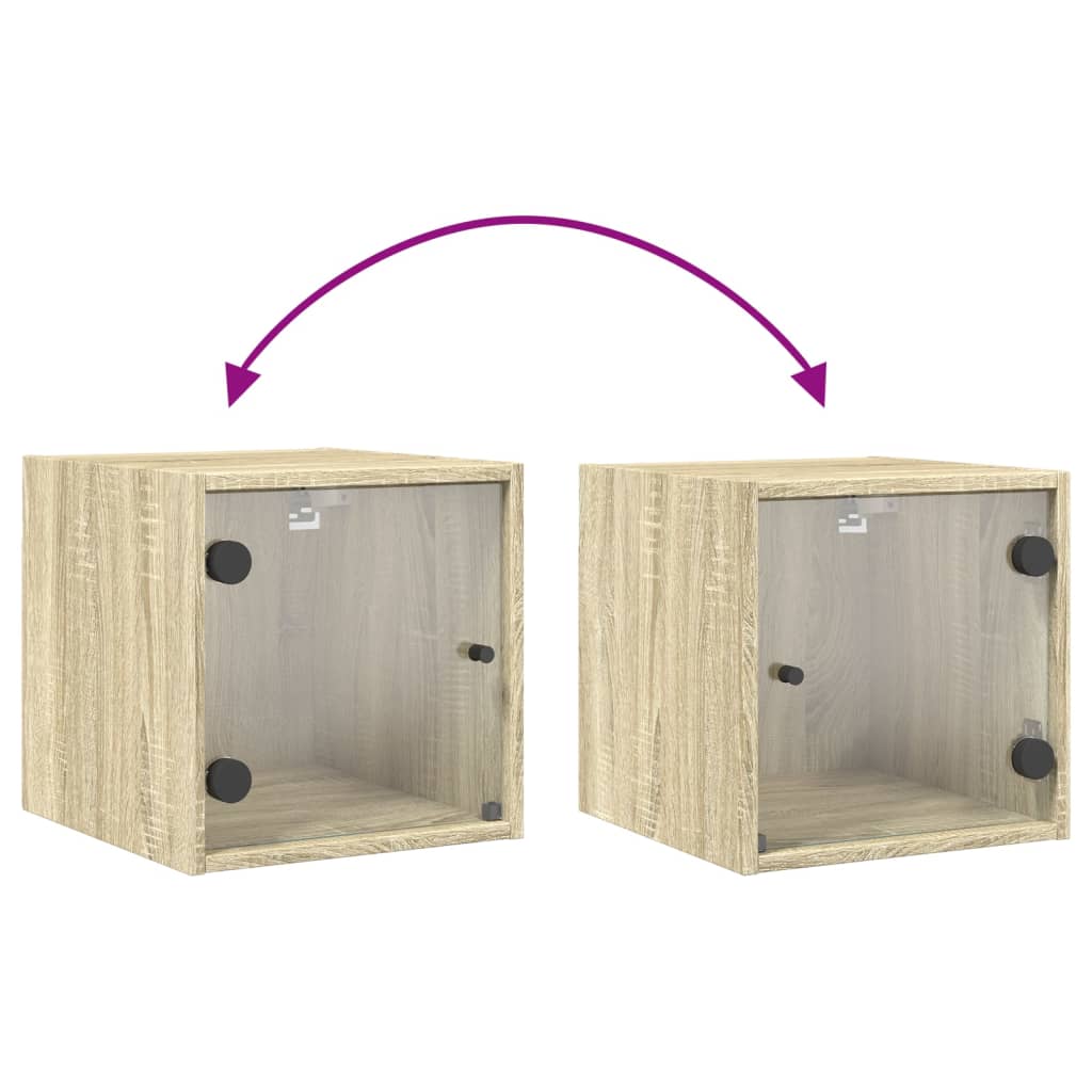 vidaXL Κομοδίνο Sonoma Δρυς 35x37x35 εκ. με Γυάλινη Πόρτα