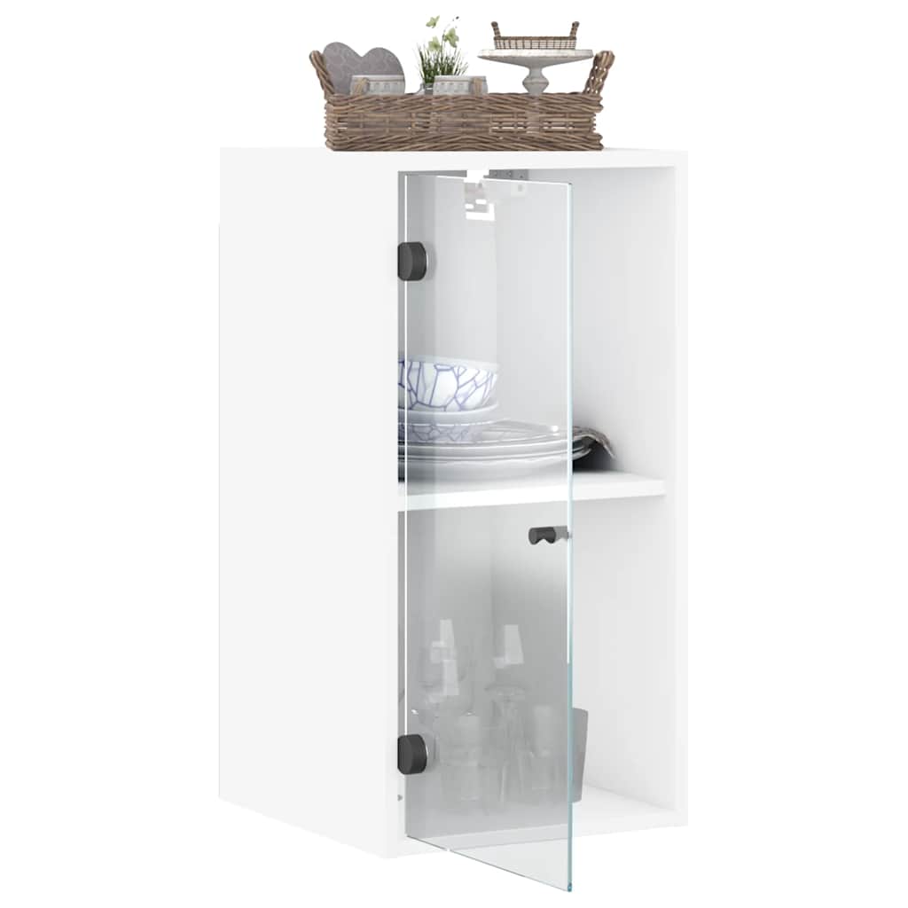 vidaXL Ντουλάπι Τοίχου Λευκό 35x37x68,5 εκ. με Γυάλινες Πόρτες