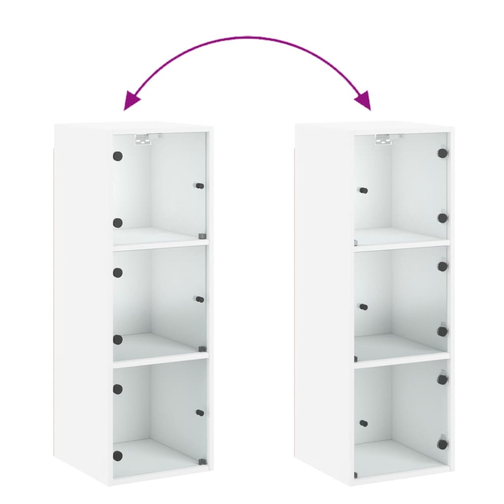 vidaXL Ντουλάπι Τοίχου Λευκό 35x37x100 εκ. με Γυάλινες Πόρτες