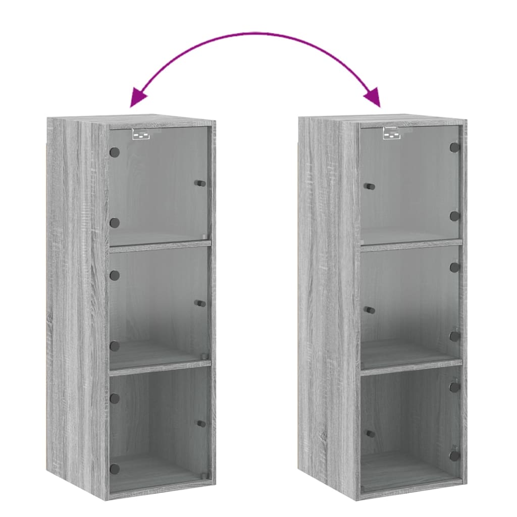 vidaXL Ντουλάπι Τοίχου Sonoma Γκρι 35x37x100 εκ. με Γυάλινες Πόρτες