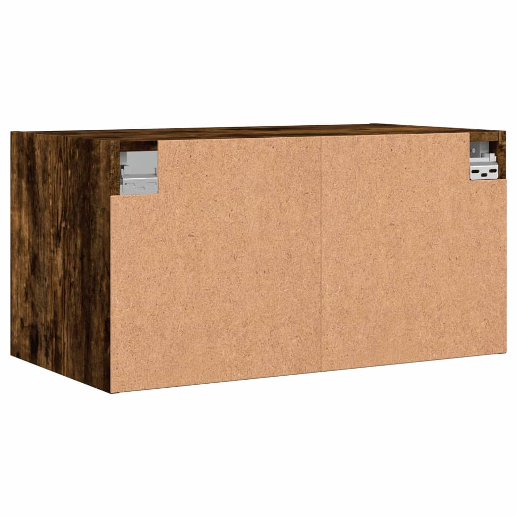 vidaXL Ντουλάπι Τοίχου Καπνιστή Δρυς 68,5x37x35 εκ. Γυάλινες Πόρτες