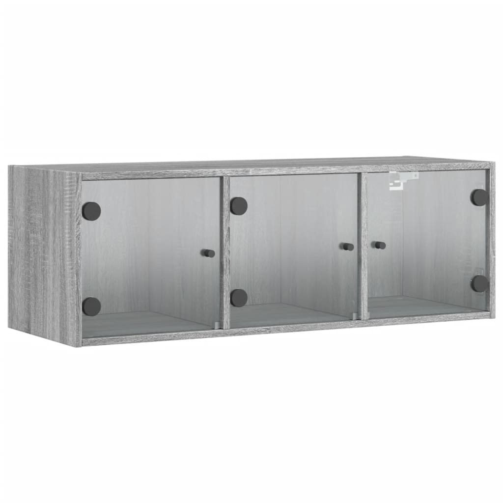 vidaXL Ντουλάπι Τοίχου Γκρι Sonoma 102x37x35 εκ. με Γυάλινες Πόρτες