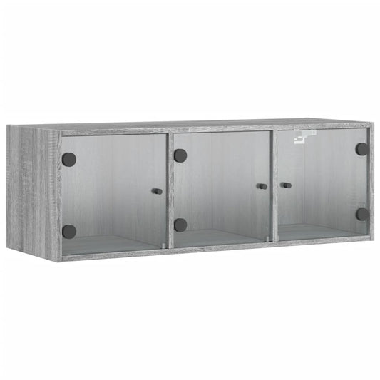 vidaXL Ντουλάπι Τοίχου Γκρι Sonoma 102x37x35 εκ. με Γυάλινες Πόρτες