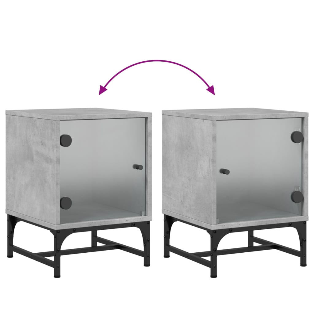 vidaXL Κομοδίνο Γκρι Σκυροδέματος 35x37x50 εκ. με Γυάλινη Πόρτα