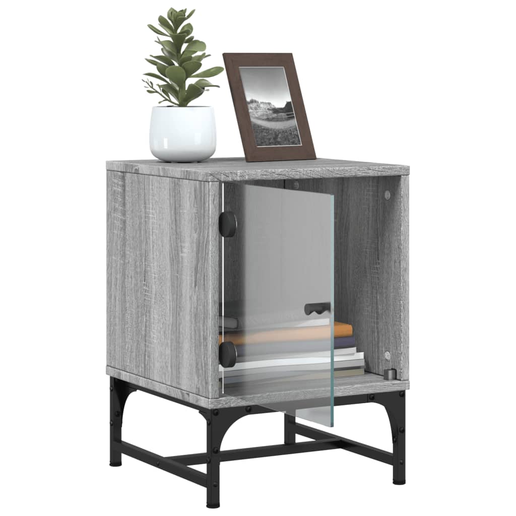 vidaXL Κομοδίνο Γκρι Sonoma 35x37x50 εκ. με Γυάλινη Πόρτα