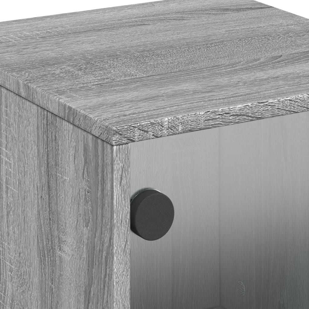 vidaXL Κομοδίνο Γκρι Sonoma 35x37x50 εκ. με Γυάλινη Πόρτα