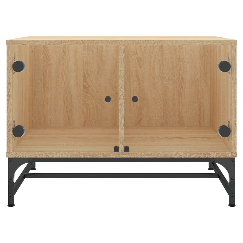 vidaXL Τραπεζάκι Σαλονιού Sonoma Δρυς 68,5x50x50 εκ με Γυάλινες Πόρτες