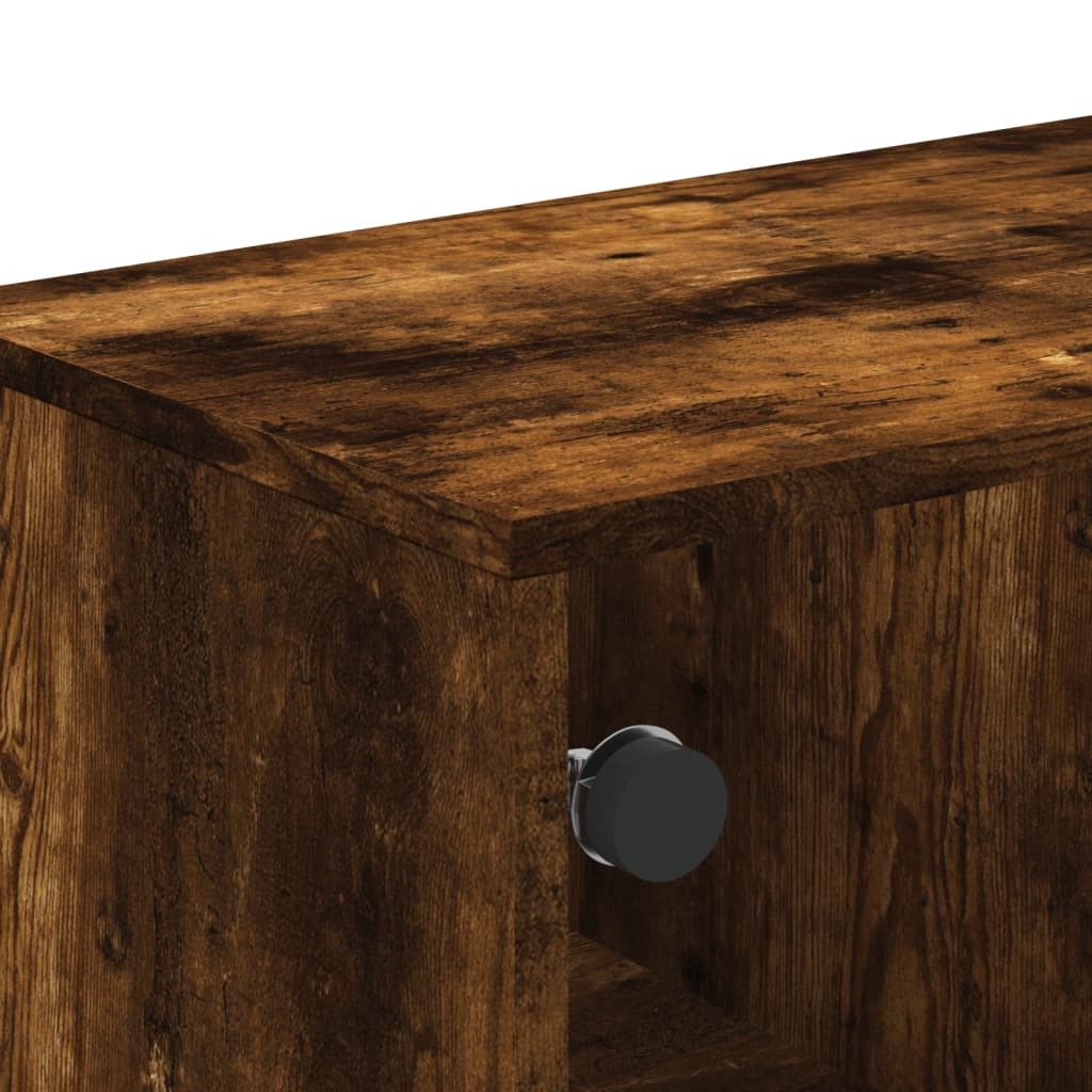 vidaXL Τραπεζάκι Σαλονιού Καπνιστή Δρυς 68,5x50x50 εκ. Γυάλινες Πόρτες