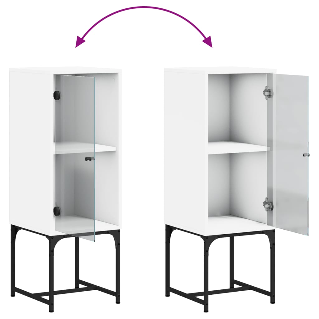 vidaXL Βοηθητικό Ντουλάπι Λευκό 35x37x100 εκ. με Γυάλινες Πόρτες
