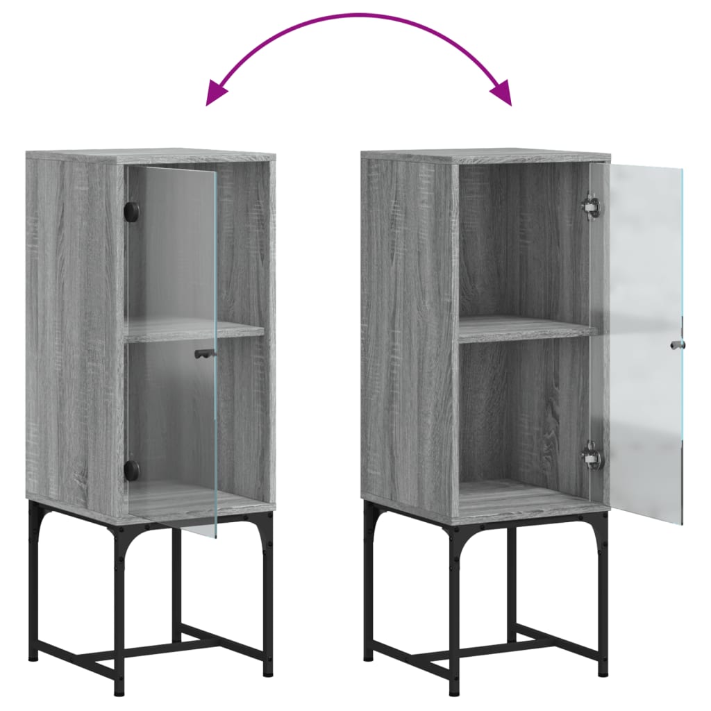 vidaXL Βοηθητικό Ντουλάπι Sonoma Γκρι 35x37x100 εκ. με Γυάλινες Πόρτες