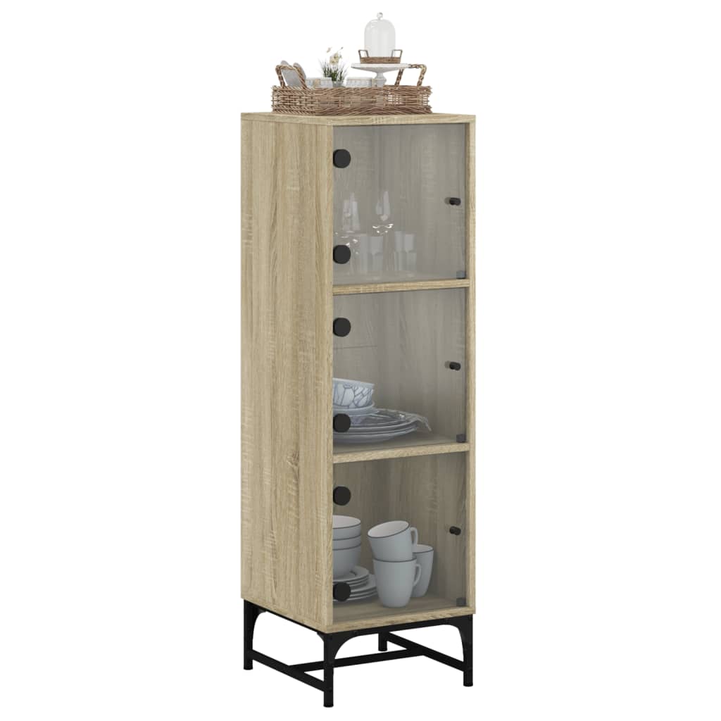 vidaXL Ντουλάπι Sonoma Δρυς 35 x 37 x 120 εκ. με Γυάλινες Πόρτες