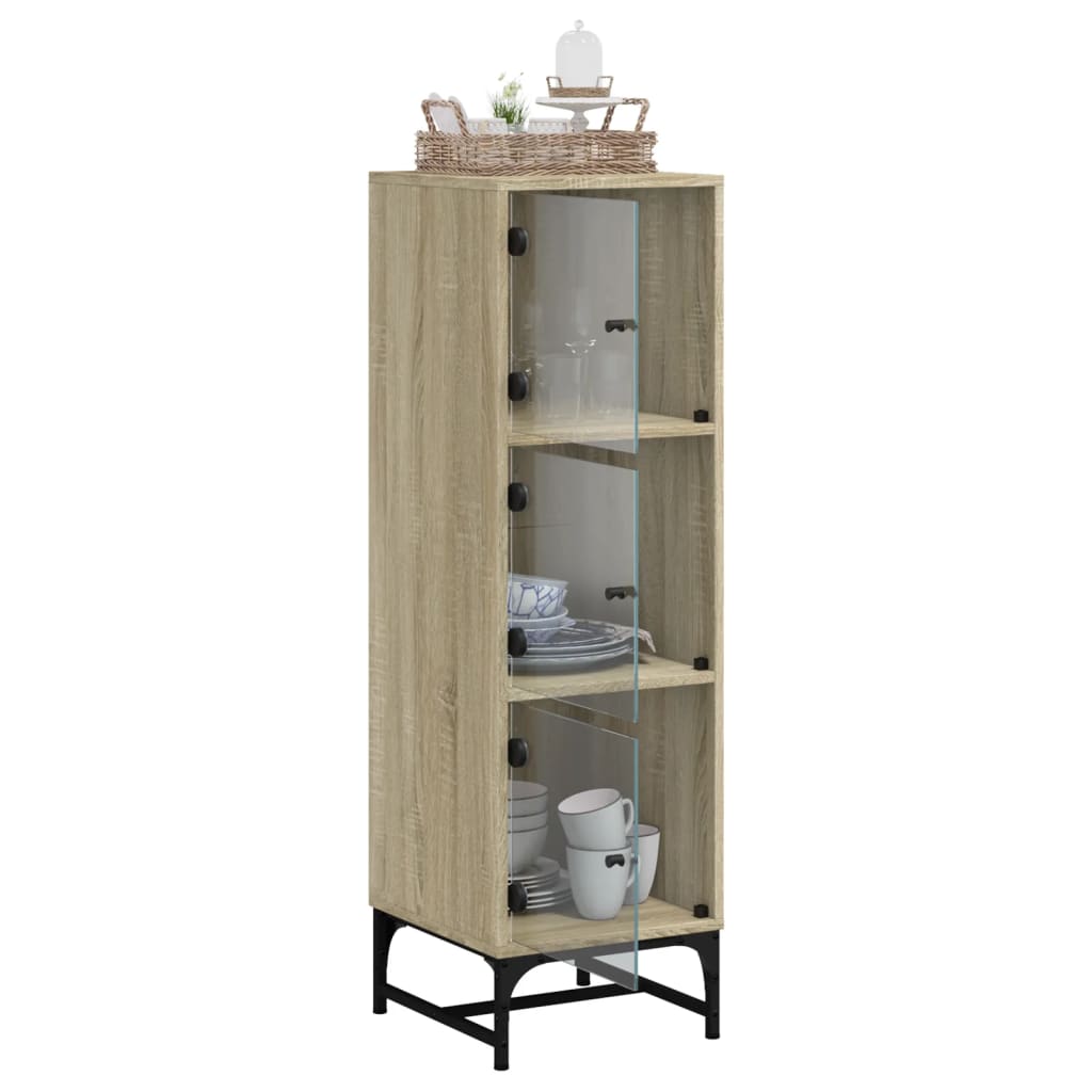 vidaXL Ντουλάπι Sonoma Δρυς 35 x 37 x 120 εκ. με Γυάλινες Πόρτες