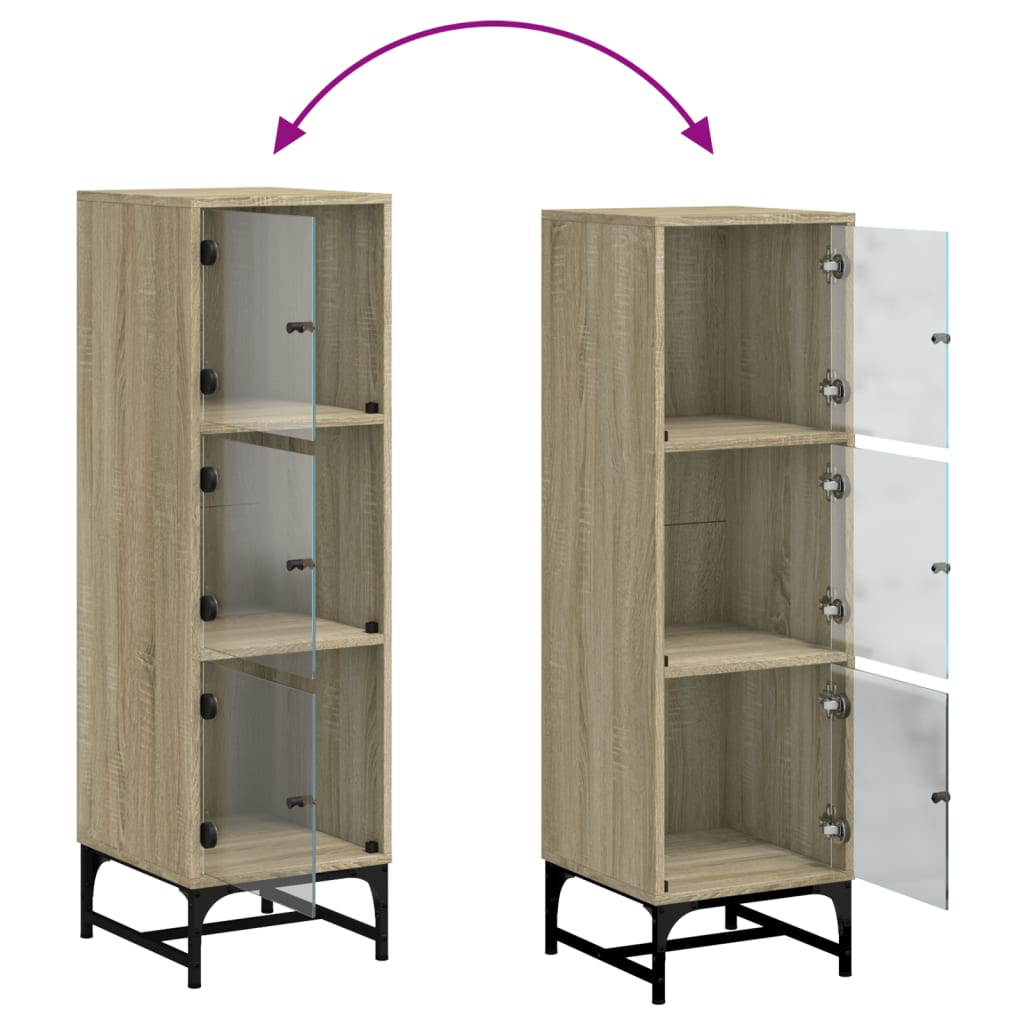 vidaXL Ντουλάπι Sonoma Δρυς 35 x 37 x 120 εκ. με Γυάλινες Πόρτες
