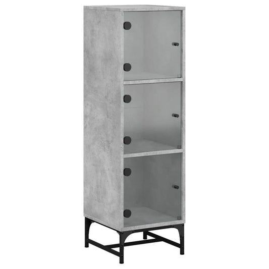vidaXL Ντουλάπι Γκρι Σκυροδέματος 35 x 37 x 120 εκ. με Γυάλινες Πόρτες