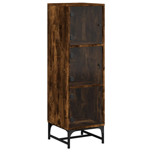 vidaXL Ντουλάπι Καπνιστή Δρυς 35x37x120 εκ. με Γυάλινες Πόρτες