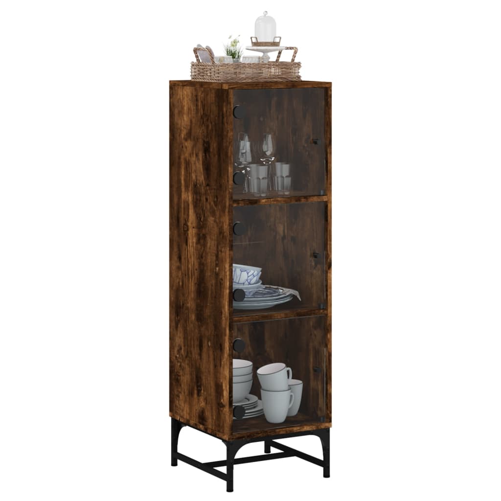 vidaXL Ντουλάπι Καπνιστή Δρυς 35x37x120 εκ. με Γυάλινες Πόρτες