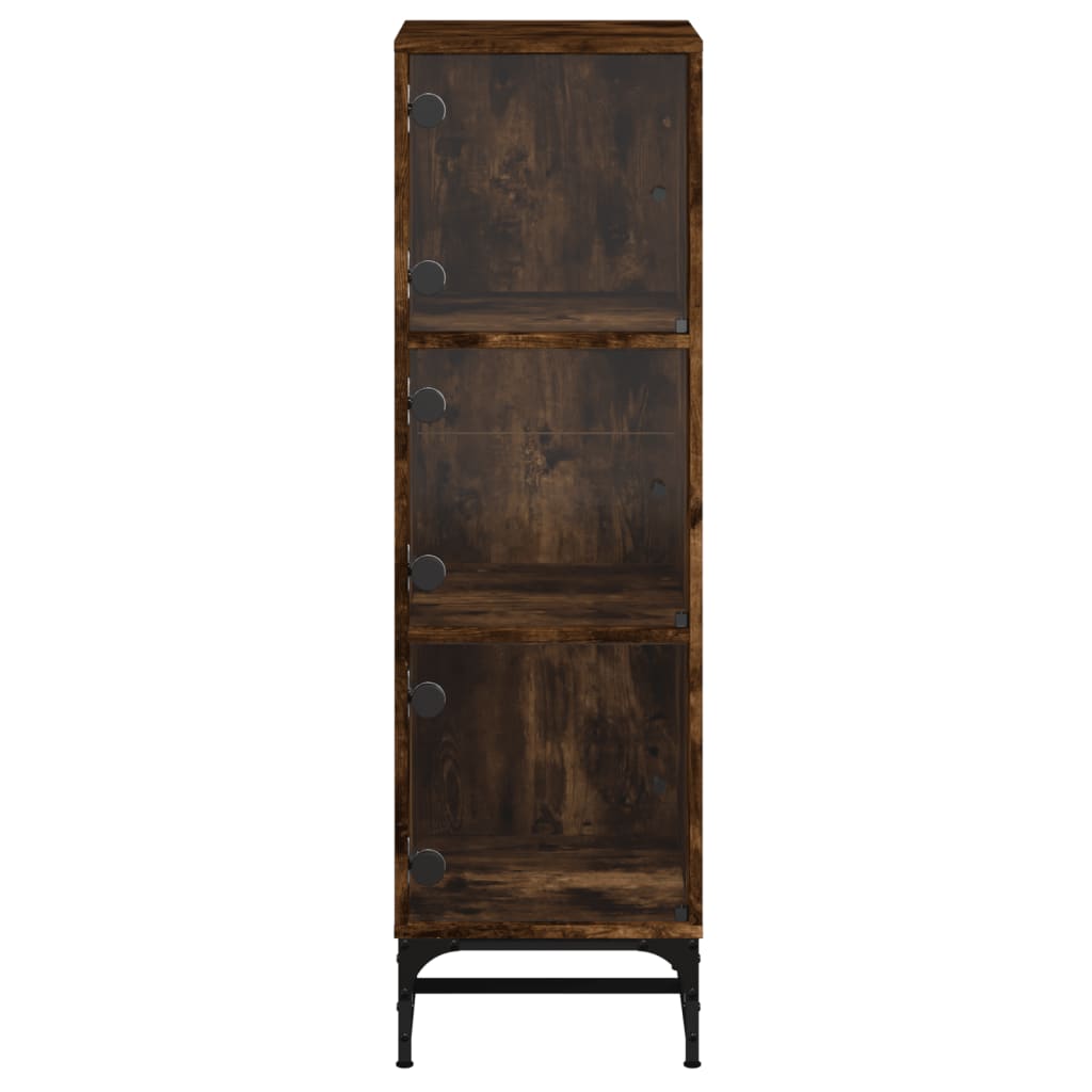 vidaXL Ντουλάπι Καπνιστή Δρυς 35x37x120 εκ. με Γυάλινες Πόρτες