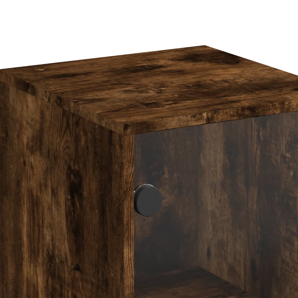 vidaXL Ντουλάπι Καπνιστή Δρυς 35x37x120 εκ. με Γυάλινες Πόρτες