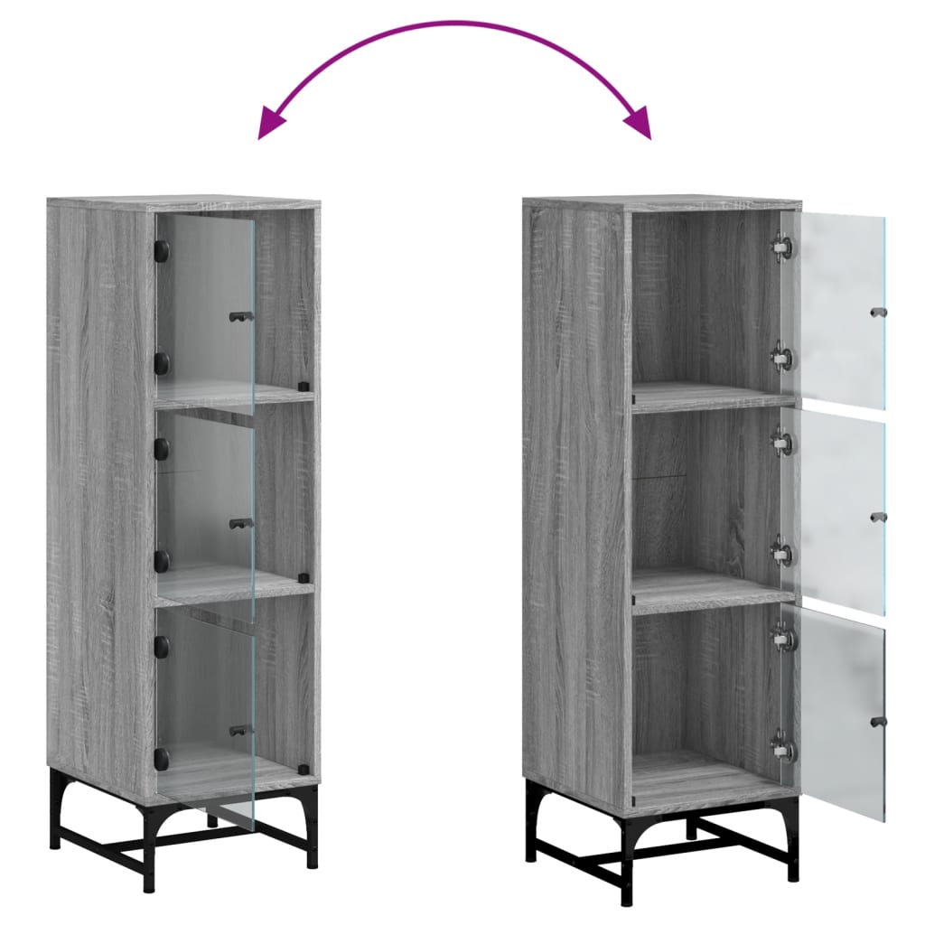 vidaXL Ντουλάπι Γκρι Sonoma 35x37x120 εκ. με Γυάλινες Πόρτες