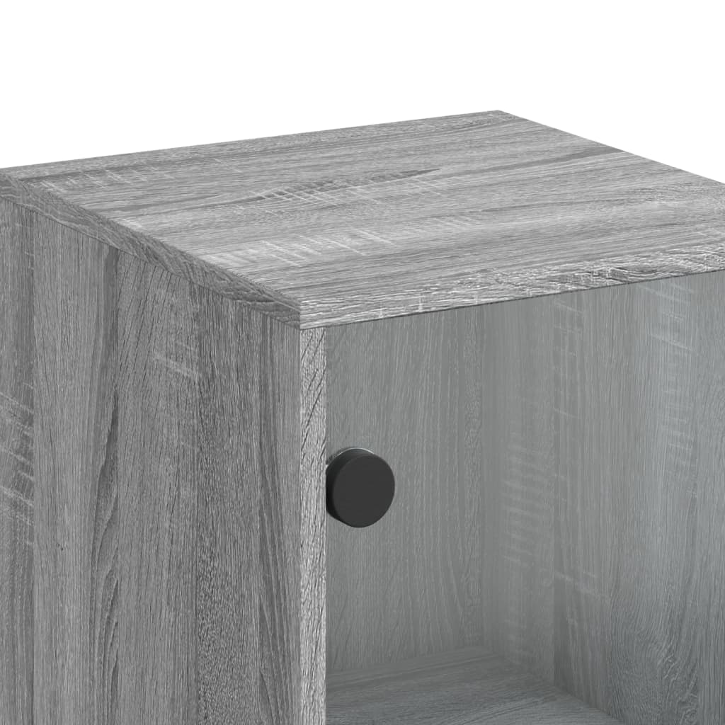 vidaXL Ντουλάπι Γκρι Sonoma 35x37x120 εκ. με Γυάλινες Πόρτες