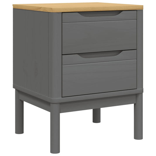 vidaXL Κομοδίνο FLORO Γκρι 45 x 39 x 57 εκ. από Μασίφ Ξύλο Πεύκου