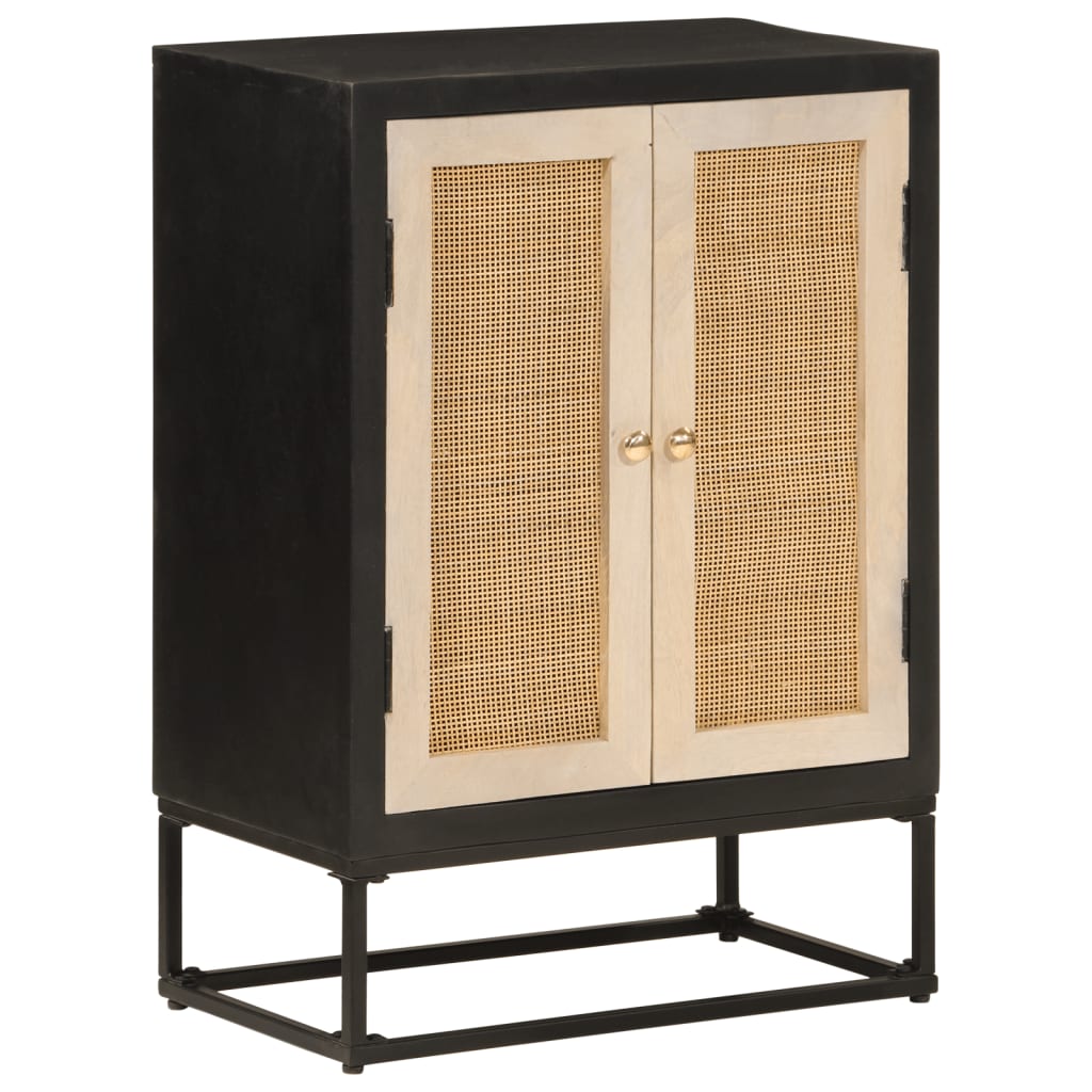 vidaXL Ντουλάπι Μαύρο 55x30x76 εκ. από Μασίφ Ξύλο Μάνγκο και Σίδηρο