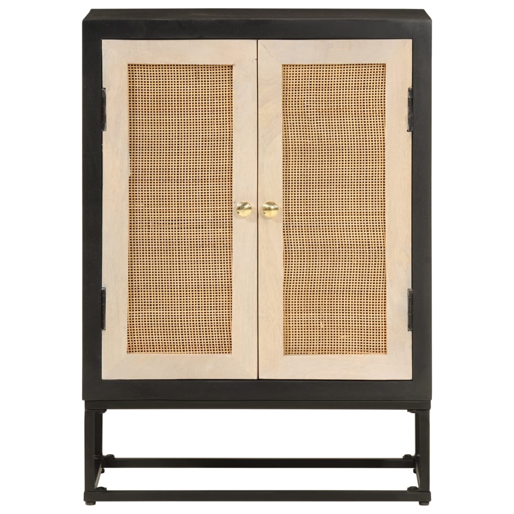 vidaXL Ντουλάπι Μαύρο 55x30x76 εκ. από Μασίφ Ξύλο Μάνγκο και Σίδηρο