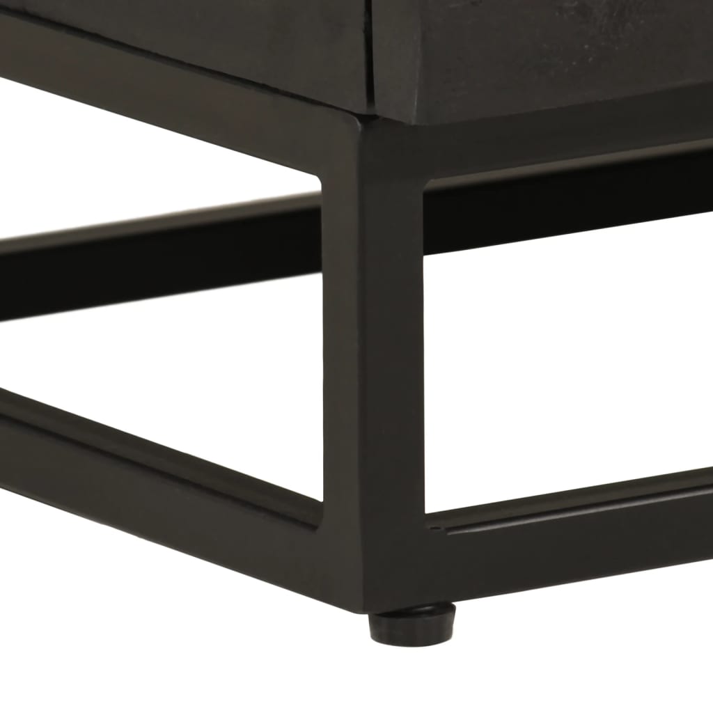 vidaXL Κομοδίνο Μαύρο 40x30x50 εκ. από Μασίφ Ξύλο Μάνγκο και Σίδερο