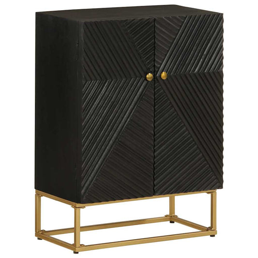 vidaXL Ντουλάπι Μαύρο 55x30x76 εκ. από Μασίφ Ξύλο Μάνγκο και Σίδηρο