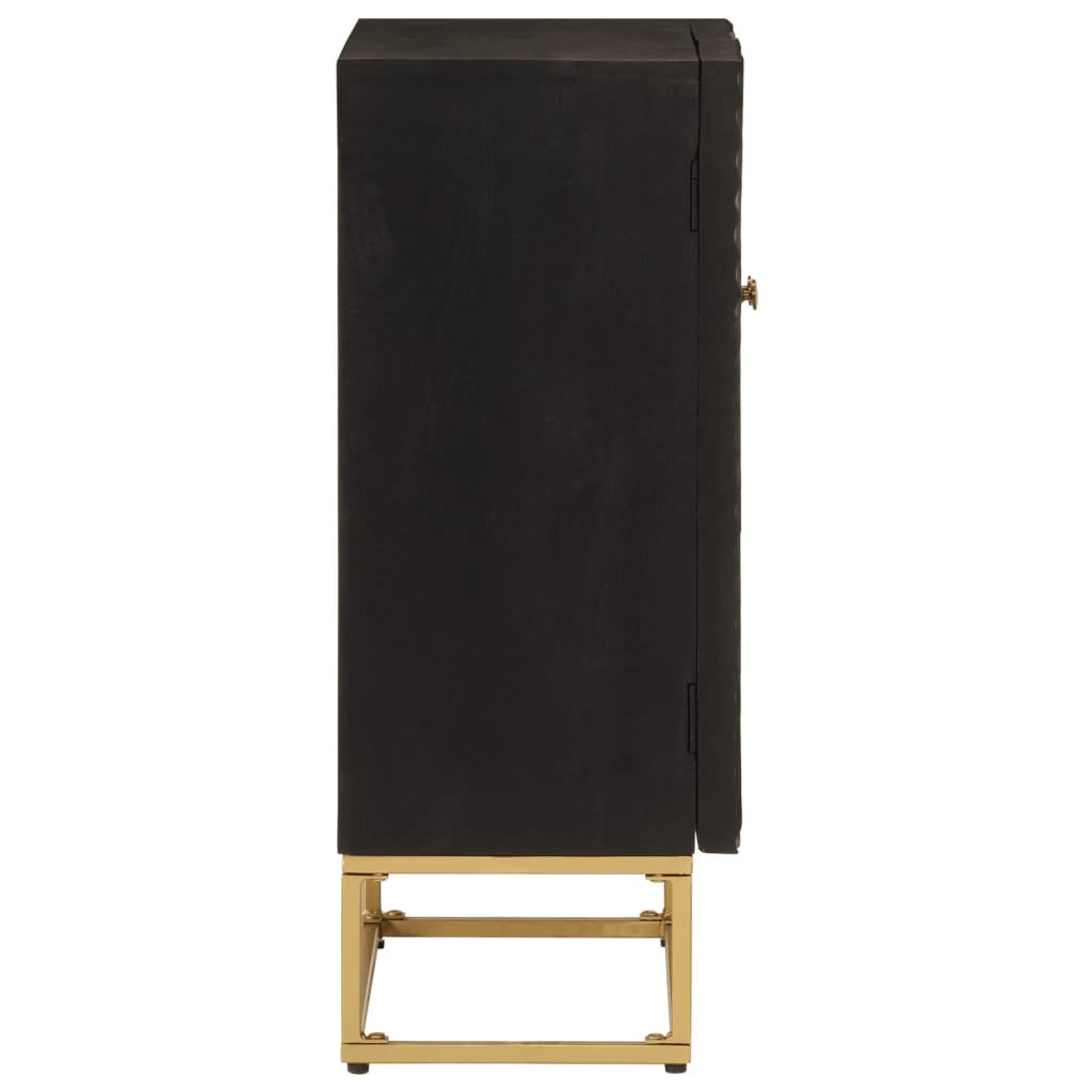vidaXL Ντουλάπι Μαύρο 55x30x76 εκ. από Μασίφ Ξύλο Μάνγκο και Σίδηρο