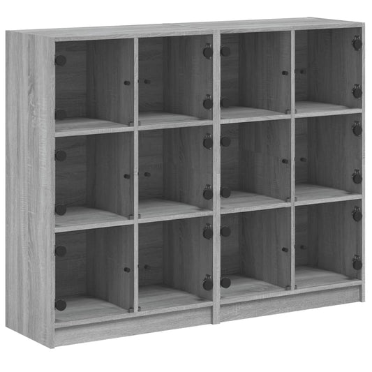 vidaXL Βιβλιοθήκη με Πόρτες Γκρι Sonoma 136x37x109 εκ. Επεξ. Ξύλο