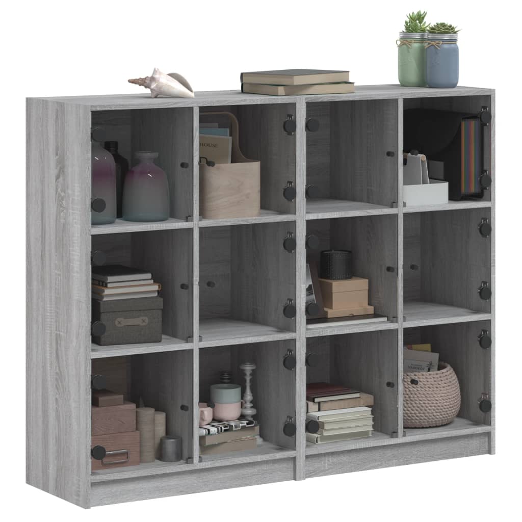 vidaXL Βιβλιοθήκη με Πόρτες Γκρι Sonoma 136x37x109 εκ. Επεξ. Ξύλο